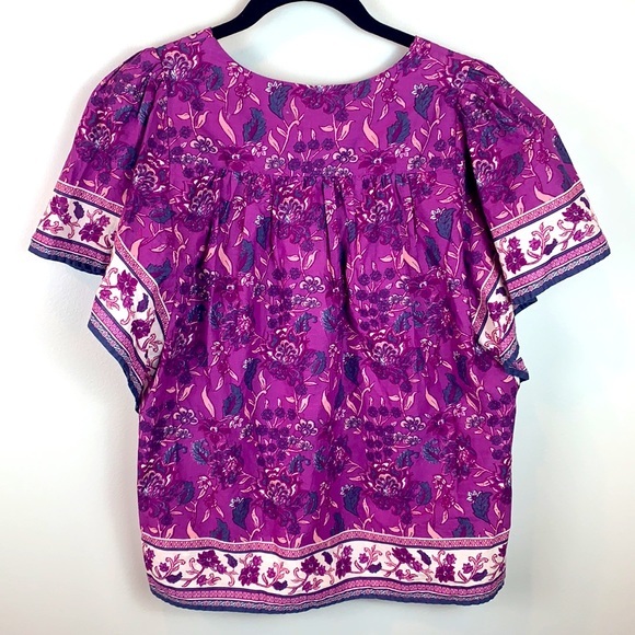 C&C California Boho Floral Print Flutter Sleeve Top NWT - Picture 4 of 8